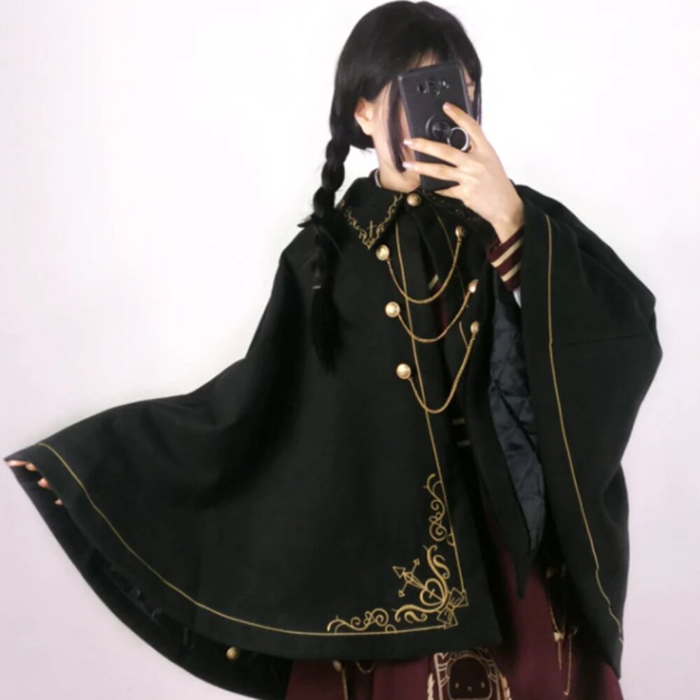 Lolita Cloak with Scroll and Dagger Embroidery